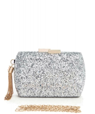 Glitter Iconic Box Clutch Bag F660 SILVER
